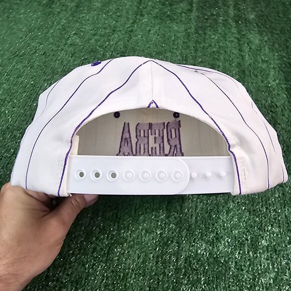 Vintage Reba McEntire On Tour Striped Hat SnapBack White & Purple Vtg 90s Cap - Picture 8 of 9